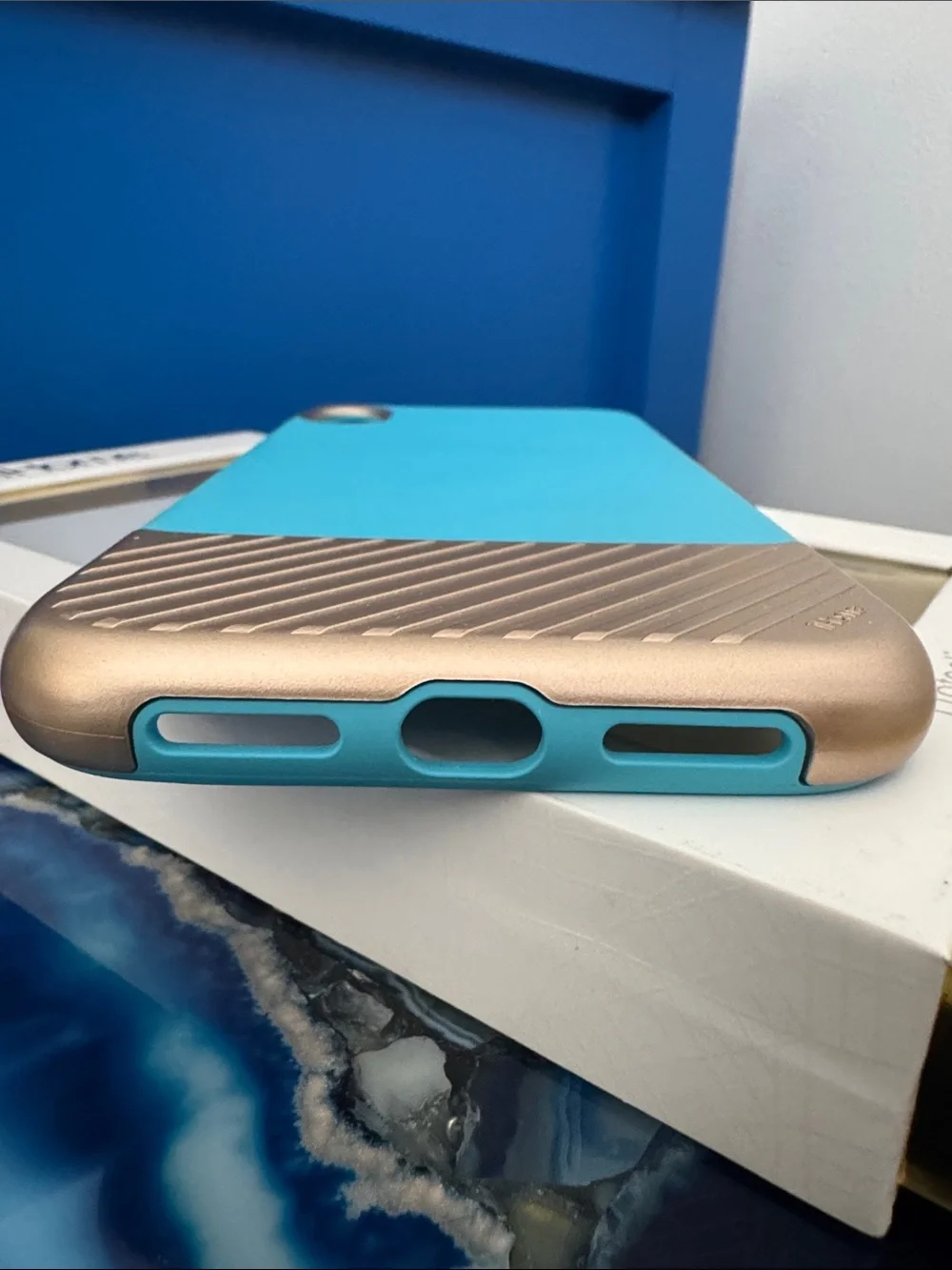 iHome Turquoise and Gold Protective Case for iPhone XR